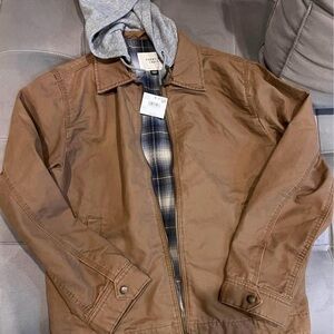 American Eagle Outfitters Brown Canvas Hooded Shirt Jacket